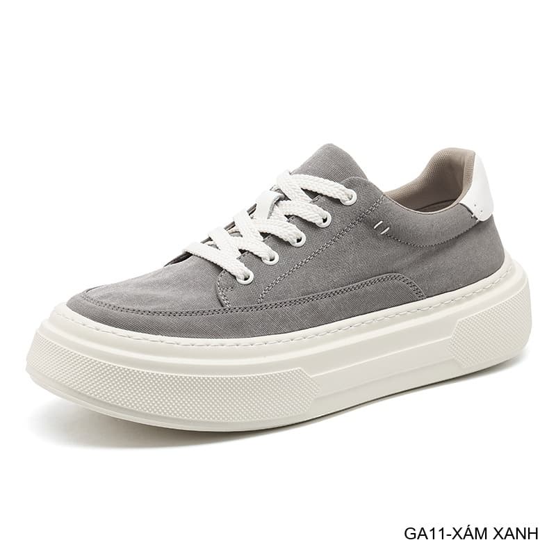 GA11 - Giày vải nam Lin Sen kiểu Hàn, đế mềm nhẹ, thoáng khí, màu Xám Xanh & Đen