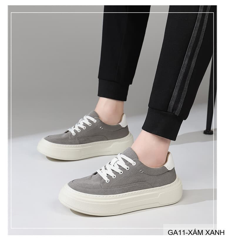 GA11 - Giày vải nam Lin Sen kiểu Hàn, đế mềm nhẹ, thoáng khí, màu Xám Xanh & Đen - ảnh 9