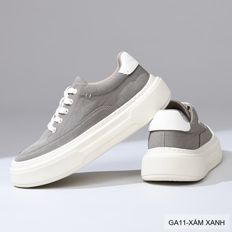 GA11 - Giày vải nam Lin Sen kiểu Hàn, đế mềm nhẹ, thoáng khí, màu Xám Xanh & Đen - ảnh 4