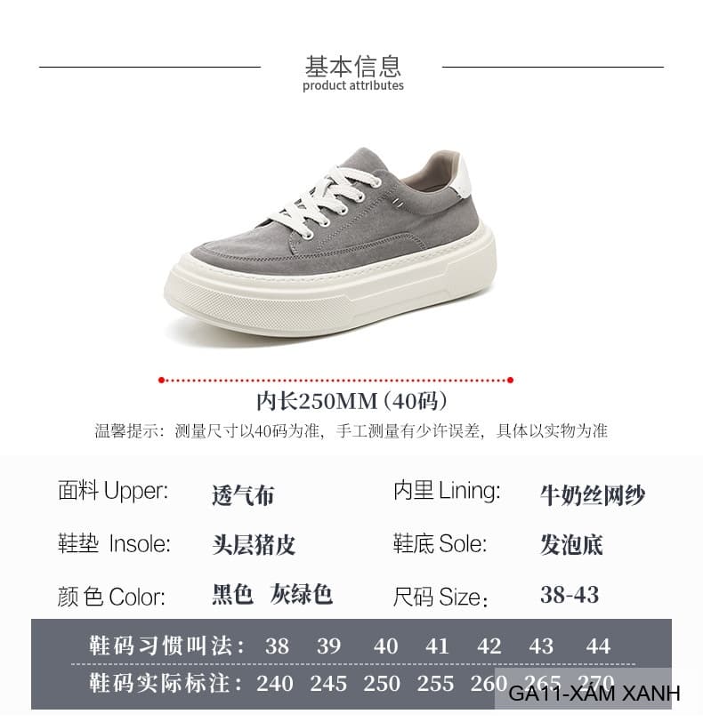 GA11 - Giày vải nam Lin Sen kiểu Hàn, đế mềm nhẹ, thoáng khí, màu Xám Xanh & Đen - ảnh 18