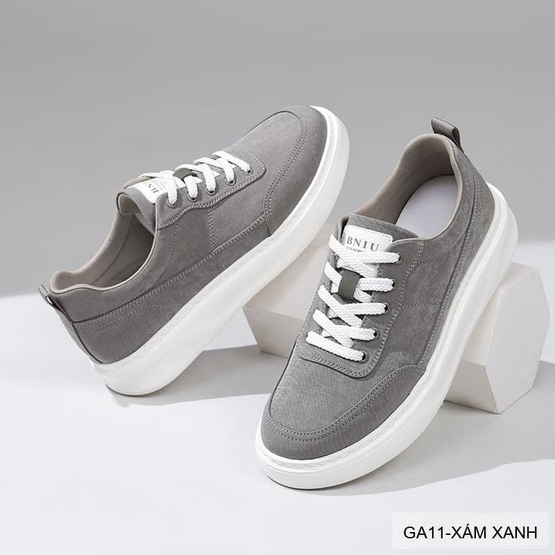 GA11 - Giày vải nam Lin Sen kiểu Hàn, đế mềm nhẹ, thoáng khí, màu Xám Xanh & Đen - ảnh 5