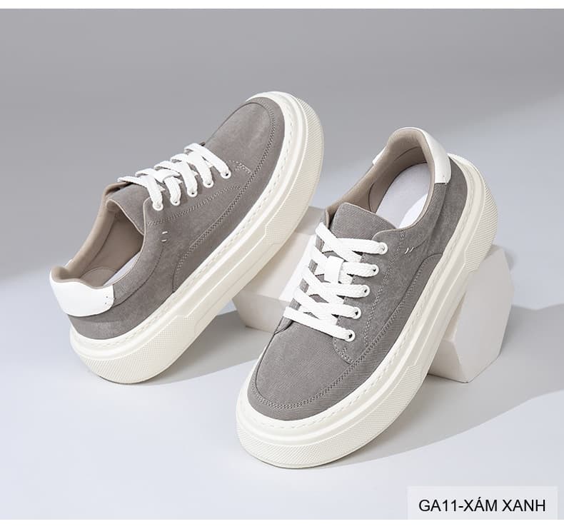 GA11 - Giày vải nam Lin Sen kiểu Hàn, đế mềm nhẹ, thoáng khí, màu Xám Xanh & Đen - ảnh 12