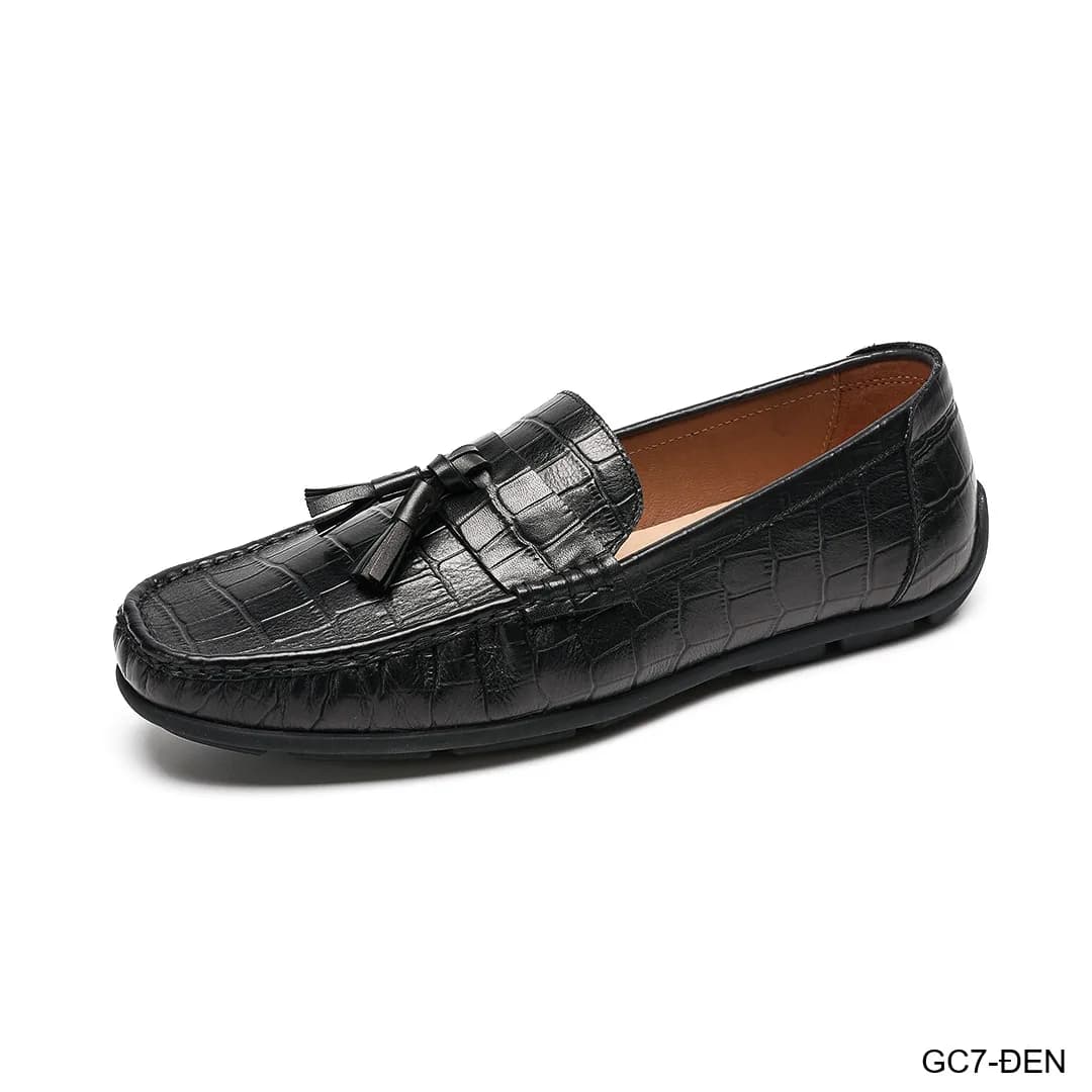 GC7 - Giày lười nam da cá sấu họa tiết, đế mềm thoải mái, phong cách thanh lịch cho mùa hè
