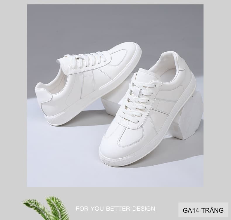 GA14 - Giày thể thao nam da bò thật kiểu mới 2026, phối màu trắng đen thời thượng - ảnh 4
