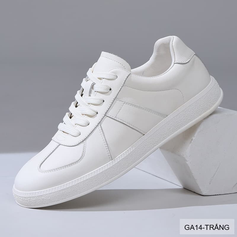 GA14 - Giày thể thao nam da bò thật kiểu mới 2026, phối màu trắng đen thời thượng - ảnh 2