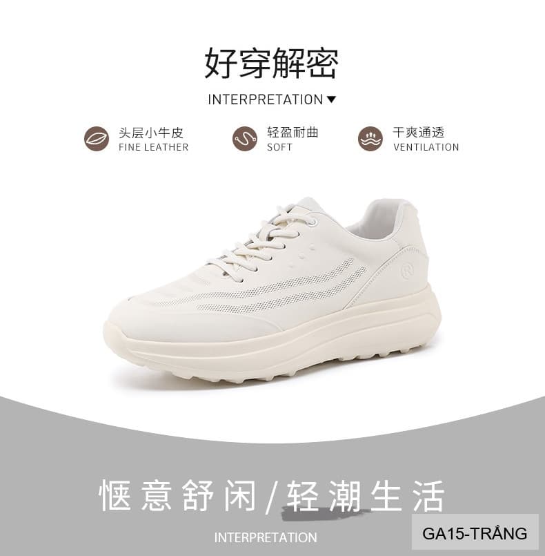 GA15 - Giày thể thao nam da thật đế mềm êm ái, phong cách retro thời trang, đi bộ du lịch thoải mái - ảnh 5