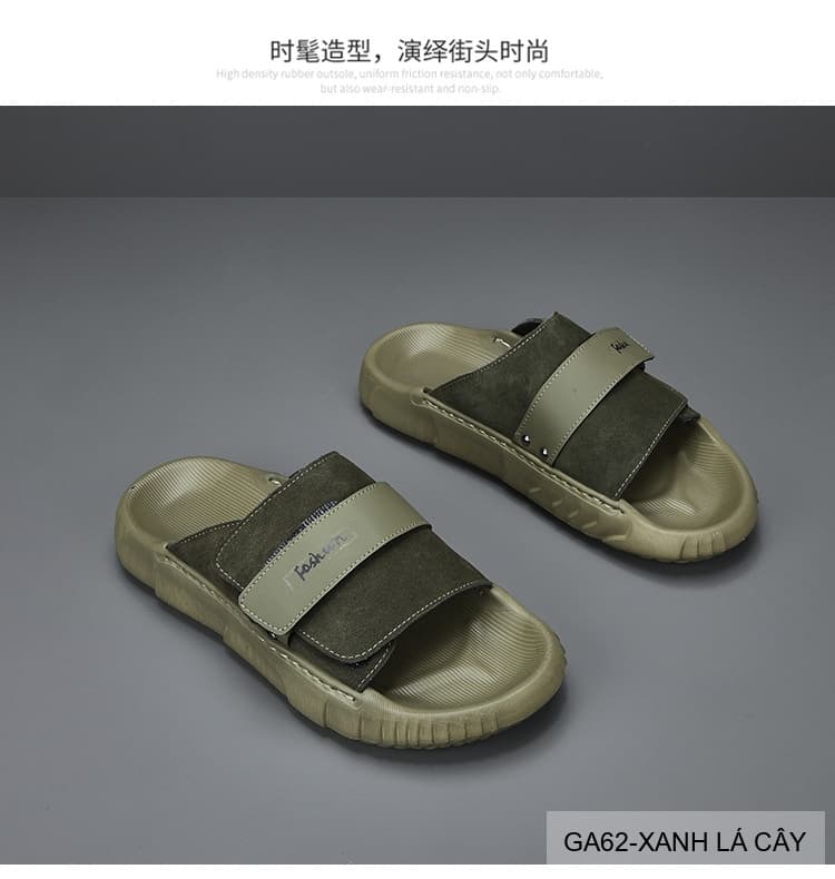 GA62 - Dép xỏ ngón nam phong cách Hàn, đế cao su êm ái, chất liệu da bò, 3 màu Trắng Xanh Lá Đen - ảnh 5