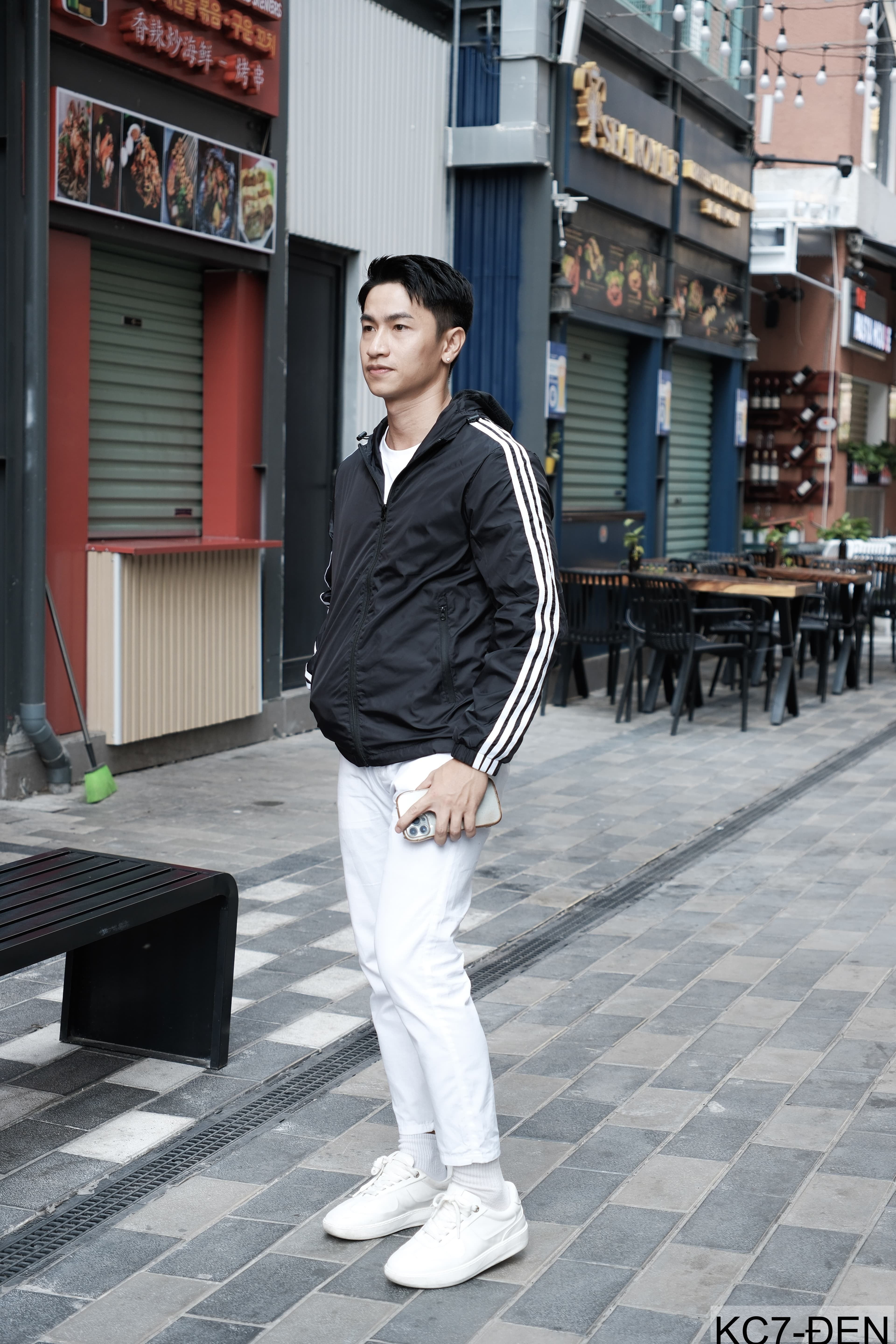 KC7 - Áo khoác nam thể thao oversize tay dài có mũ, chất liệu polyester thoáng mát, 3 màu xanh dương, đen, xanh đậm - ảnh 8
