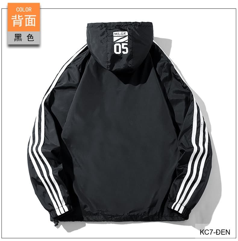 KC7 - Áo khoác nam thể thao oversize tay dài có mũ, chất liệu polyester thoáng mát, 3 màu xanh dương, đen, xanh đậm - ảnh 18