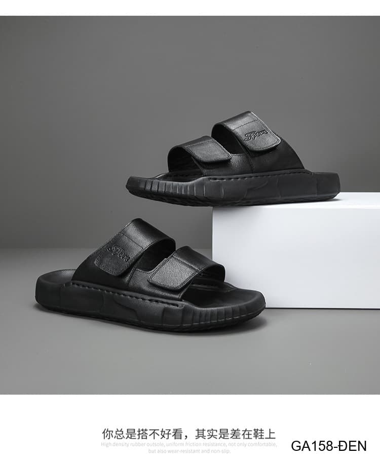 GA158 - Dép Nam Đế Dày Thời Trang Dây Dán Velcro Chất Liệu Da Bò Thoáng Khí - ảnh 6