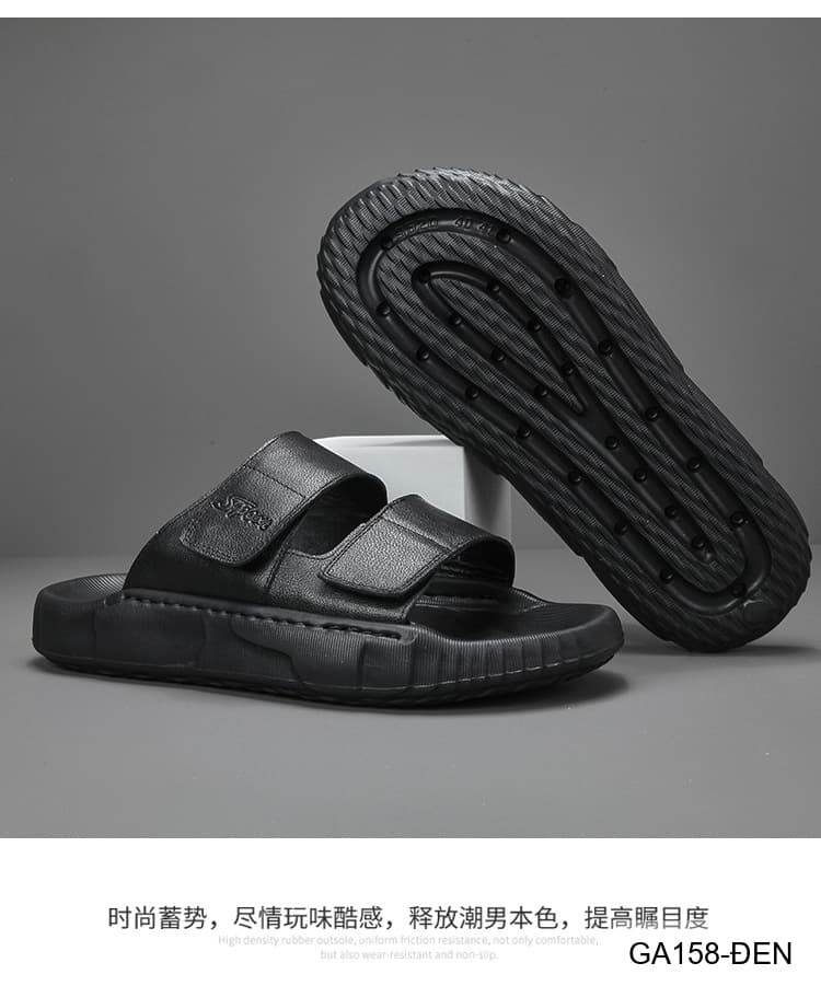 GA158 - Dép Nam Đế Dày Thời Trang Dây Dán Velcro Chất Liệu Da Bò Thoáng Khí - ảnh 8