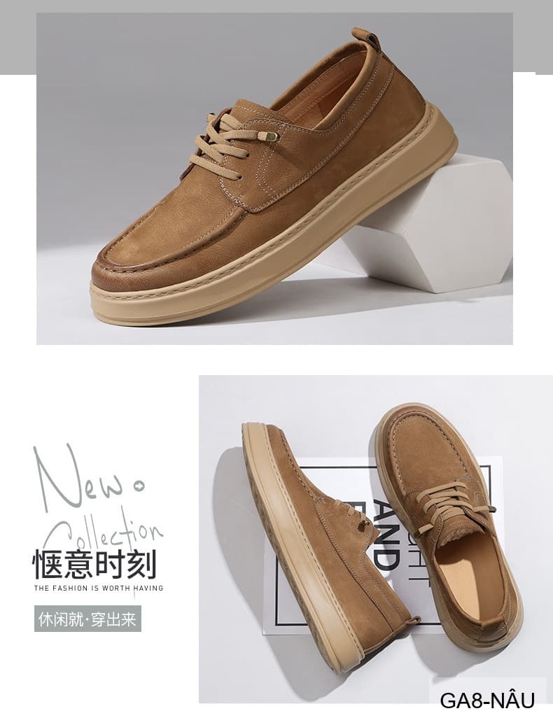 GA8 - Giày nam da thật Lin Sen, mẫu mới 2026, đi làm đi chơi, phong cách casual thanh lịch - ảnh 7