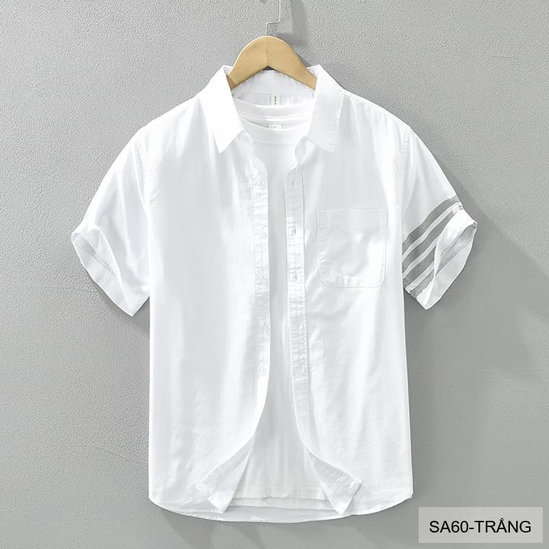 SA60 - Áo Sơ Mi Nam Tay Ngắn Phong Cách Nhật Bản Chất Cotton Thoáng Mát Đa Dụng