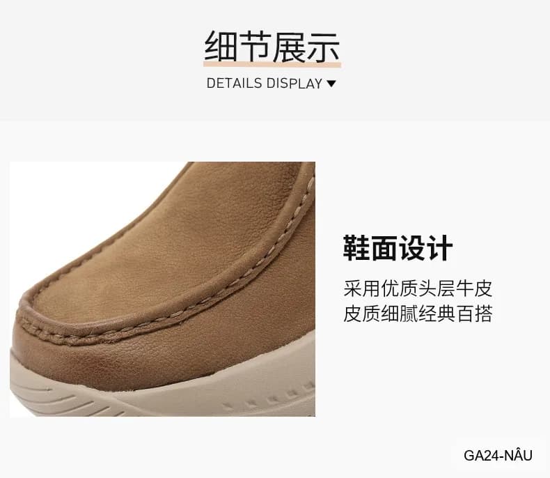GA24 - Giày nam da thật đế dày Lin Sen 6252, phong cách công sở thời trang, màu nâu - ảnh 15