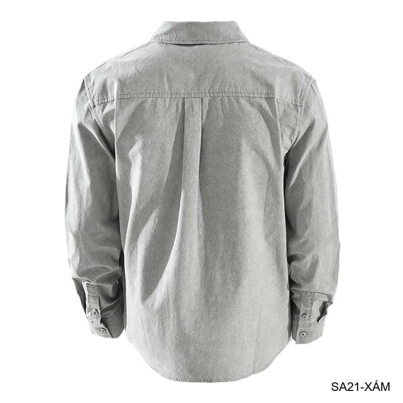 SA21 - Áo sơ mi nam dáng rộng phong cách Nhật Bản, cổ bẻ, tay dài, họa tiết chữ, chất cotton mềm mại - ảnh 6