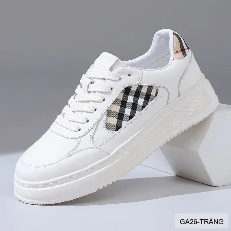 GA26 - Giày nam thể thao đế dày da thật phong cách retro, phối màu trắng đen - ảnh 2