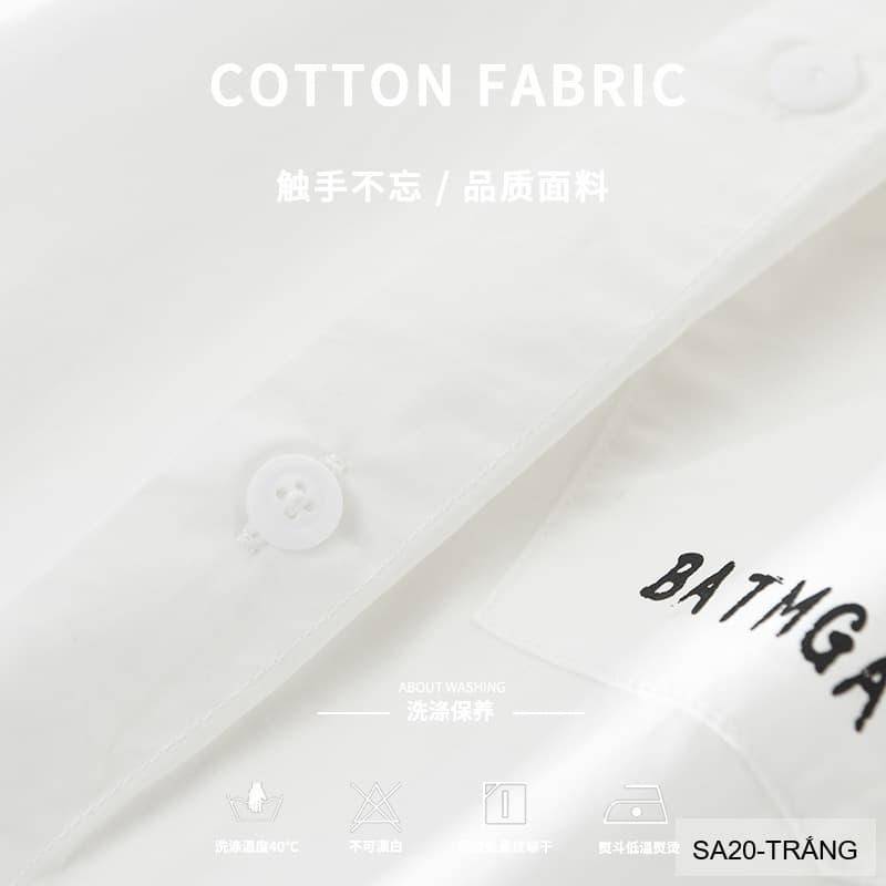 SA20 - Áo sơ mi nam tay dài in chữ BATMGA phong cách Hàn Quốc, chất cotton mềm mại, form rộng rãi - ảnh 7