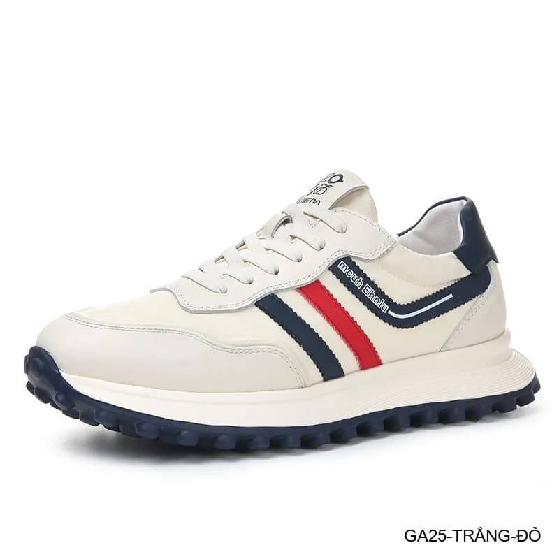 GA25 - Giày thể thao nam da thật đế dày phong cách Forrest Gump màu trắng đỏ - ảnh 2