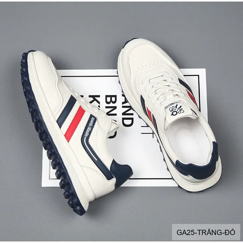 GA25 - Giày thể thao nam da thật đế dày phong cách Forrest Gump màu trắng đỏ - ảnh 21