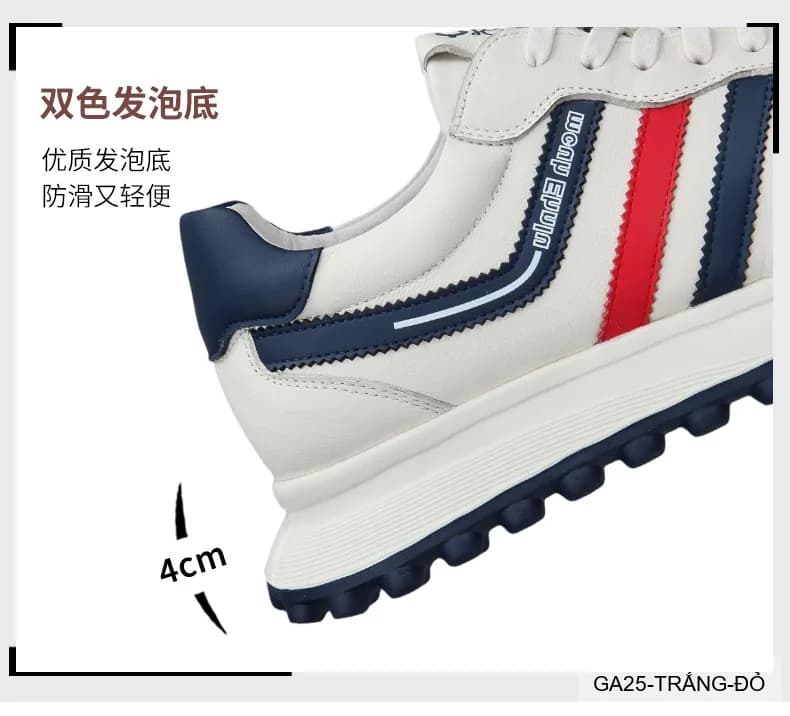 GA25 - Giày thể thao nam da thật đế dày phong cách Forrest Gump màu trắng đỏ - ảnh 12