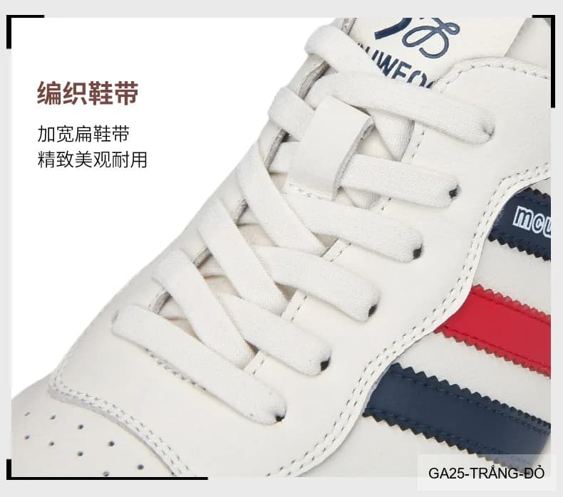 GA25 - Giày thể thao nam da thật đế dày phong cách Forrest Gump màu trắng đỏ - ảnh 11