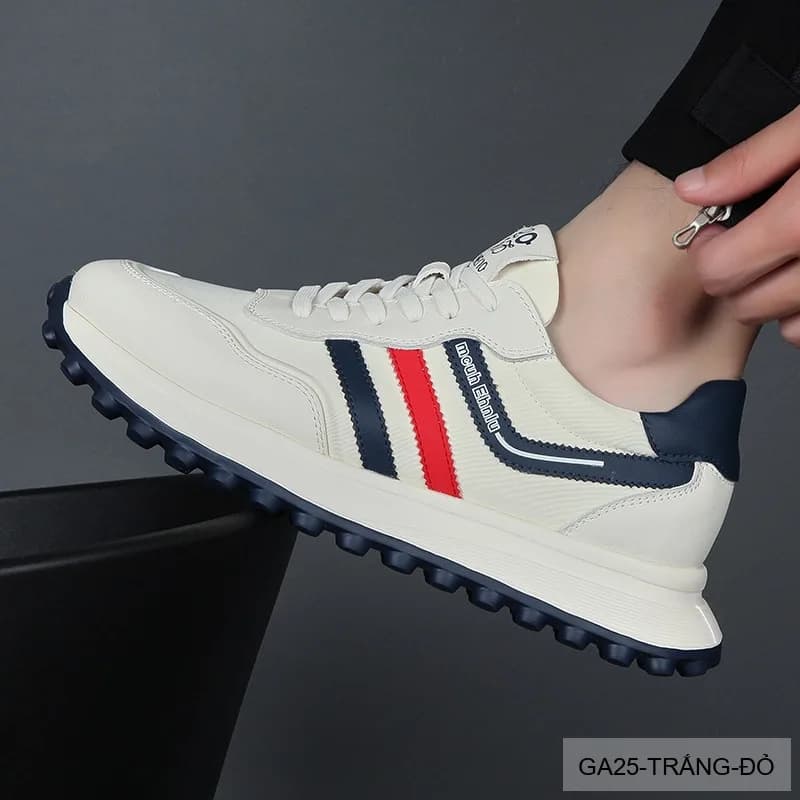 GA25 - Giày thể thao nam da thật đế dày phong cách Forrest Gump màu trắng đỏ - ảnh 6