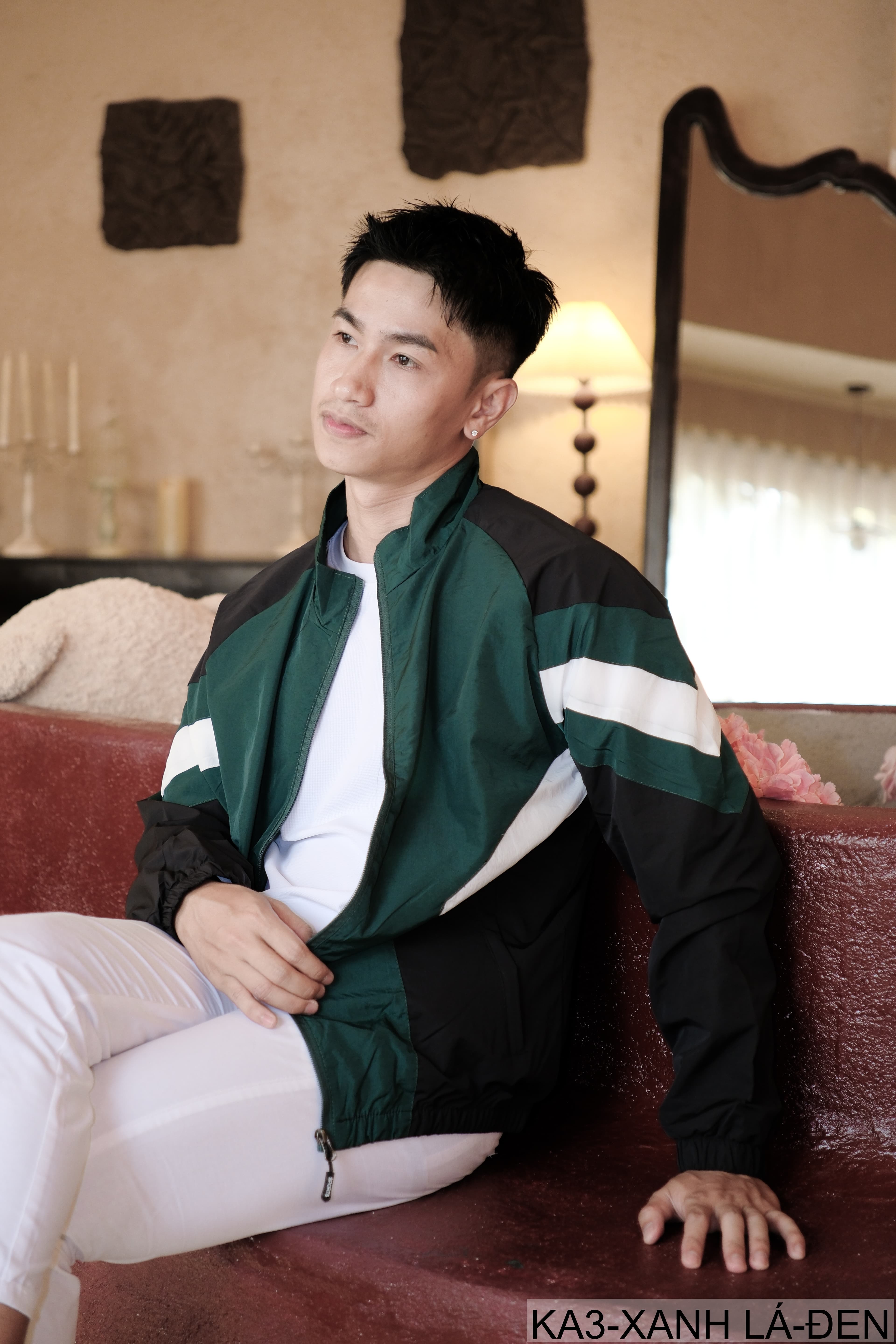 KA3 - Áo khoác nam dáng rộng phối màu cổ đứng phong cách thể thao thoáng khí mùa xuân thu - ảnh 5