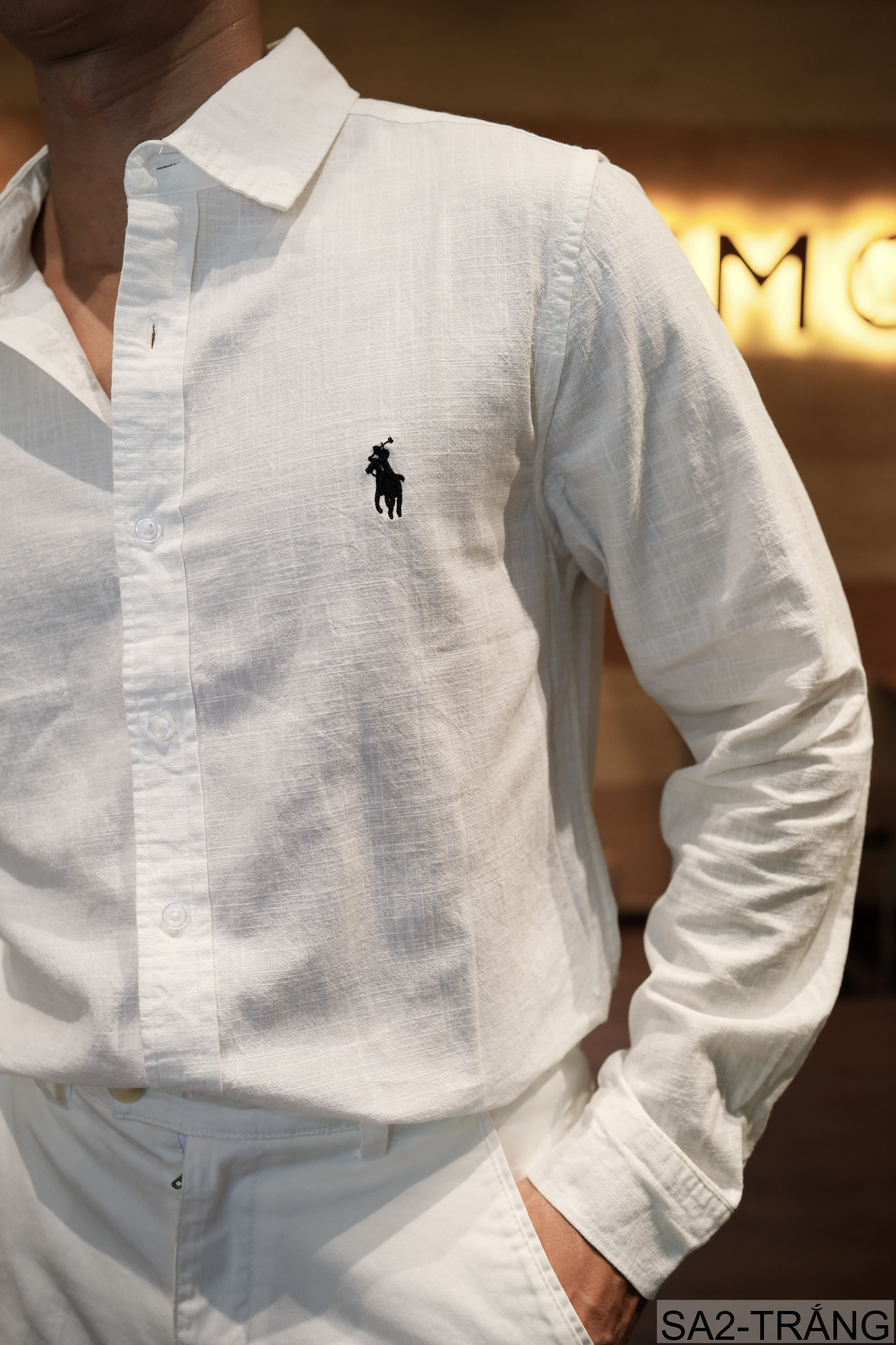 SA2 - Áo sơ mi nam dài tay thêu logo nhỏ, chất cotton mềm mại, dáng rộng thoải mái, phong cách Nhật Bản - ảnh 4