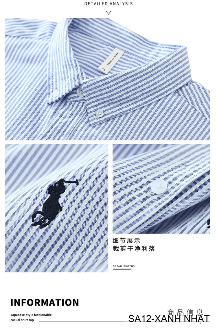 SA12 - Áo sơ mi nam dài tay sọc ngang phong cách Nhật Bản, chất cotton mềm mại, dáng rộng thoải mái - ảnh 11