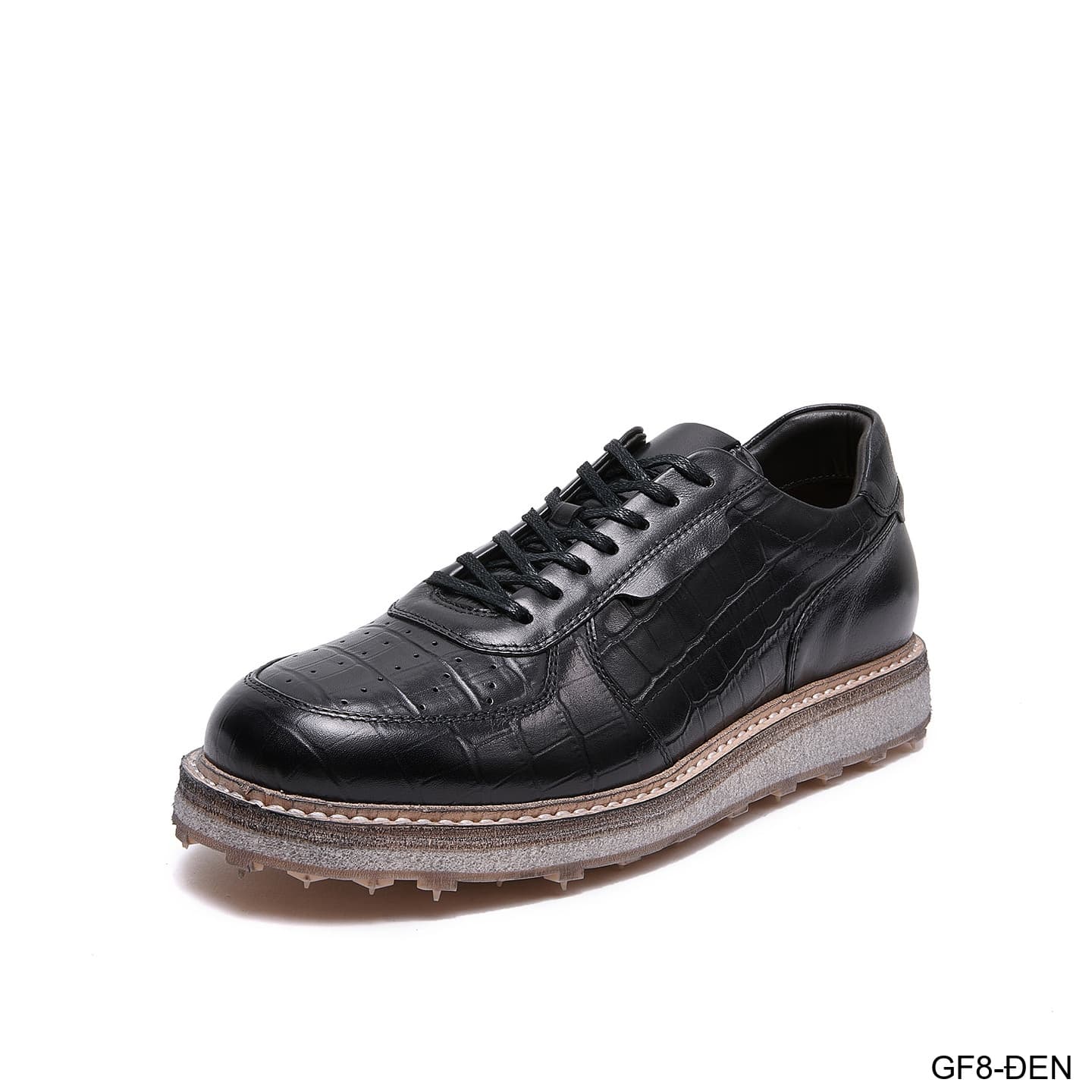 GF8 - Giày thể thao nam cổ thấp da bò họa tiết cá sấu đế Goodyear phong cách casual - ảnh 2