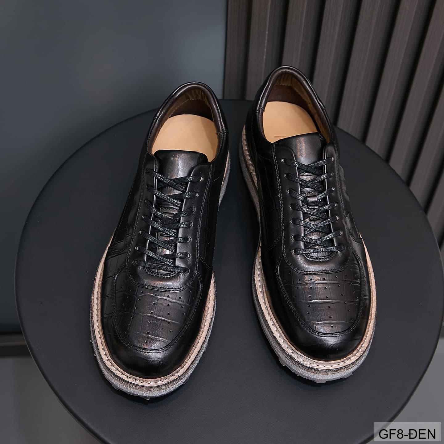 GF8 - Giày thể thao nam cổ thấp da bò họa tiết cá sấu đế Goodyear phong cách casual - ảnh 6