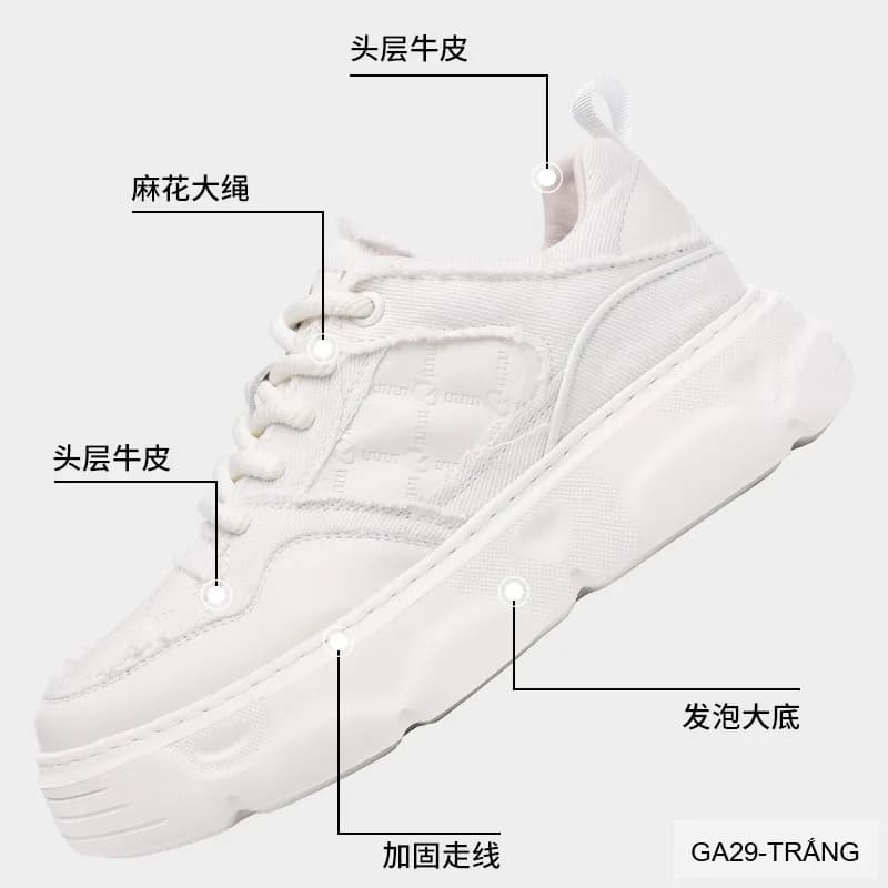 GA29 - Giày thể thao nam đế dày phong cách dad shoes màu trắng thời thượng - ảnh 5