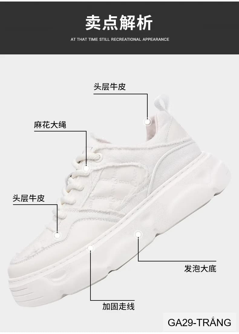 GA29 - Giày thể thao nam đế dày phong cách dad shoes màu trắng thời thượng - ảnh 22