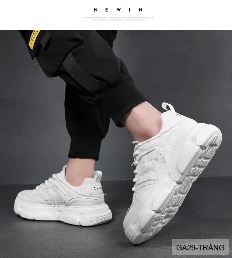 GA29 - Giày thể thao nam đế dày phong cách dad shoes màu trắng thời thượng - ảnh 8