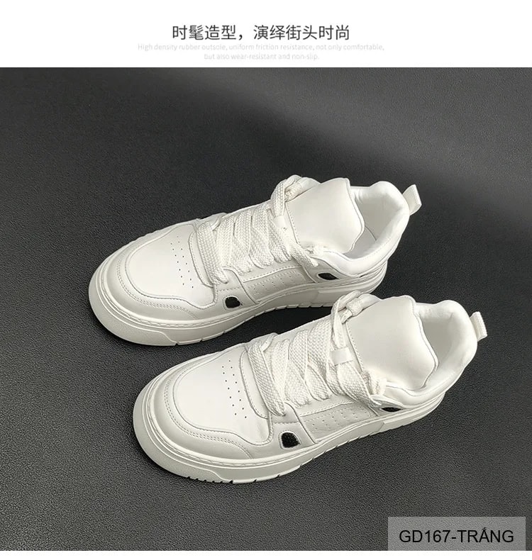 GD167 - Giày thể thao nam trắng đế dày phong cách retro, chất liệu da bò mềm êm, tăng chiều cao nhẹ - ảnh 14
