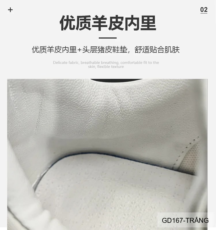 GD167 - Giày thể thao nam trắng đế dày phong cách retro, chất liệu da bò mềm êm, tăng chiều cao nhẹ - ảnh 22