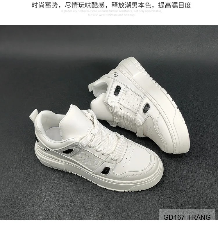 GD167 - Giày thể thao nam trắng đế dày phong cách retro, chất liệu da bò mềm êm, tăng chiều cao nhẹ - ảnh 17