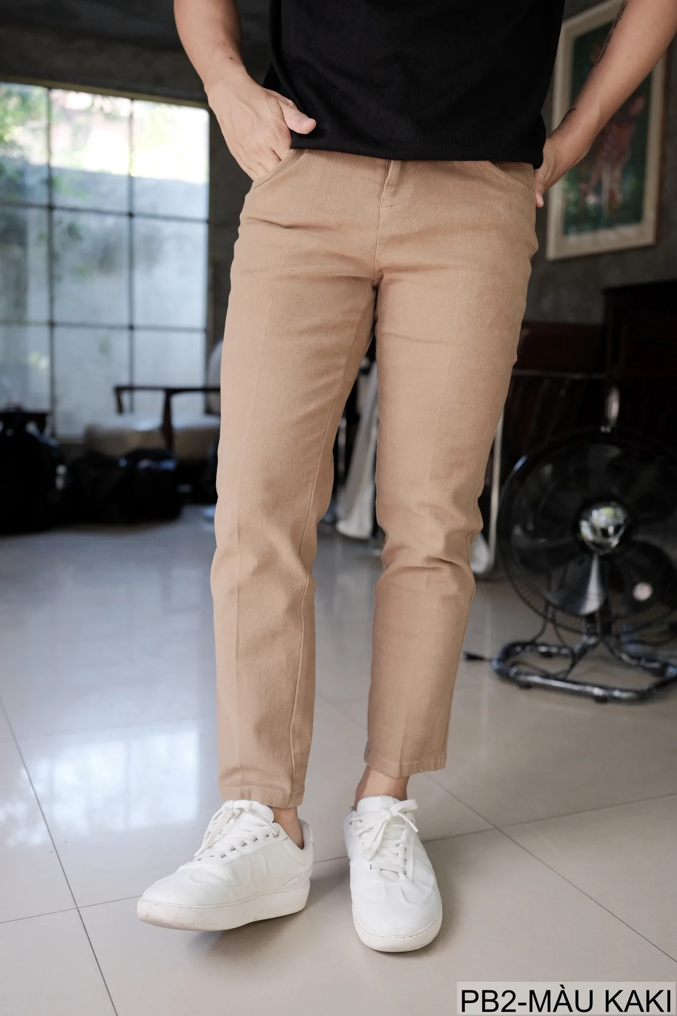 PB2 - Quần Jeans Nam Ống Đứng Cổ Điển, Chất Cotton Co Giãn, Màu Kaki Đen, Phù Hợp Đi Chơi Đi Làm - ảnh 5