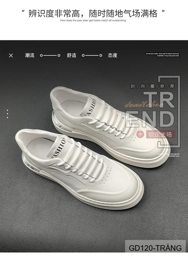 GD120 - Giày thể thao nam da bò trắng đế dày phong cách retro thời trang - ảnh 19