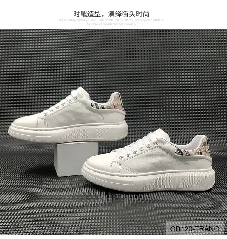 GD120 - Giày thể thao nam da bò trắng đế dày phong cách retro thời trang - ảnh 14