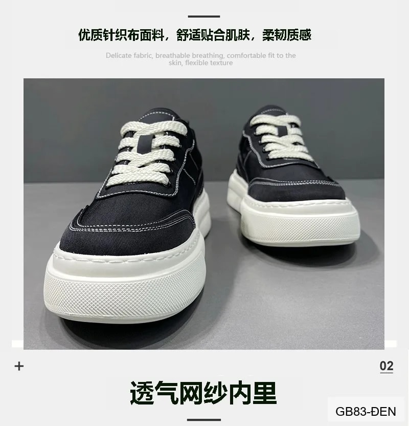 GB83 - Giày thể thao nam đế cao 3-5cm, chất liệu vải thoáng khí, phong cách thời trang Hồng Kông - ảnh 18