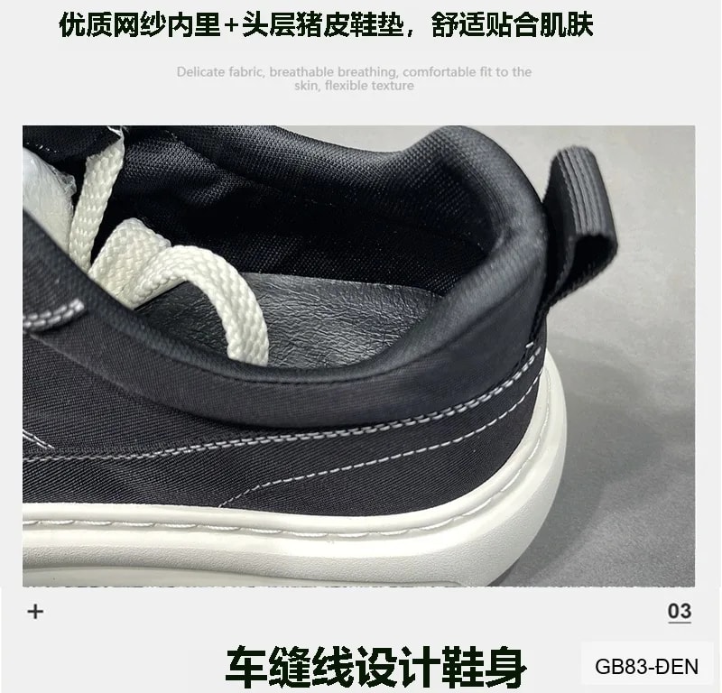 GB83 - Giày thể thao nam đế cao 3-5cm, chất liệu vải thoáng khí, phong cách thời trang Hồng Kông - ảnh 19