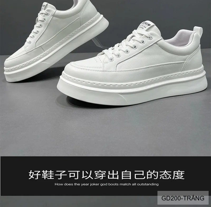 GD200 - Giày nam da thật kiểu thể thao thời trang, đế dày êm ái, màu trắng đen - ảnh 15