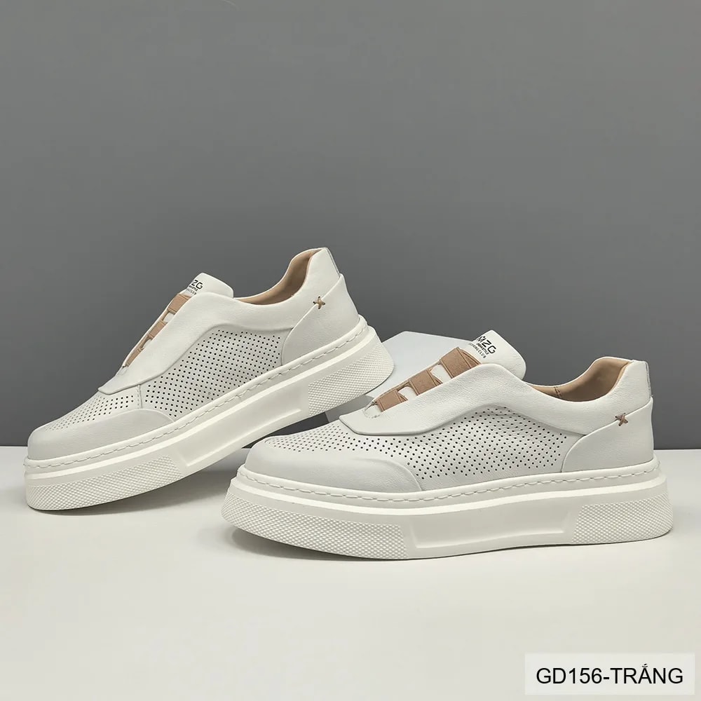 GD156 - Giày thể thao nam trắng da bò đế dày thời trang, thoáng khí, tăng chiều cao nhẹ - ảnh 3