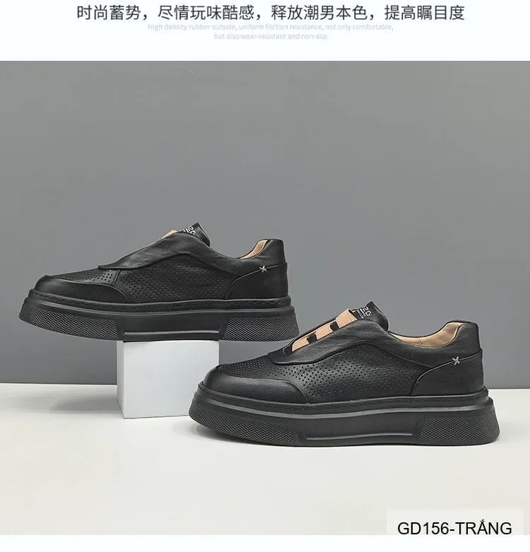 GD156 - Giày thể thao nam trắng da bò đế dày thời trang, thoáng khí, tăng chiều cao nhẹ - ảnh 16