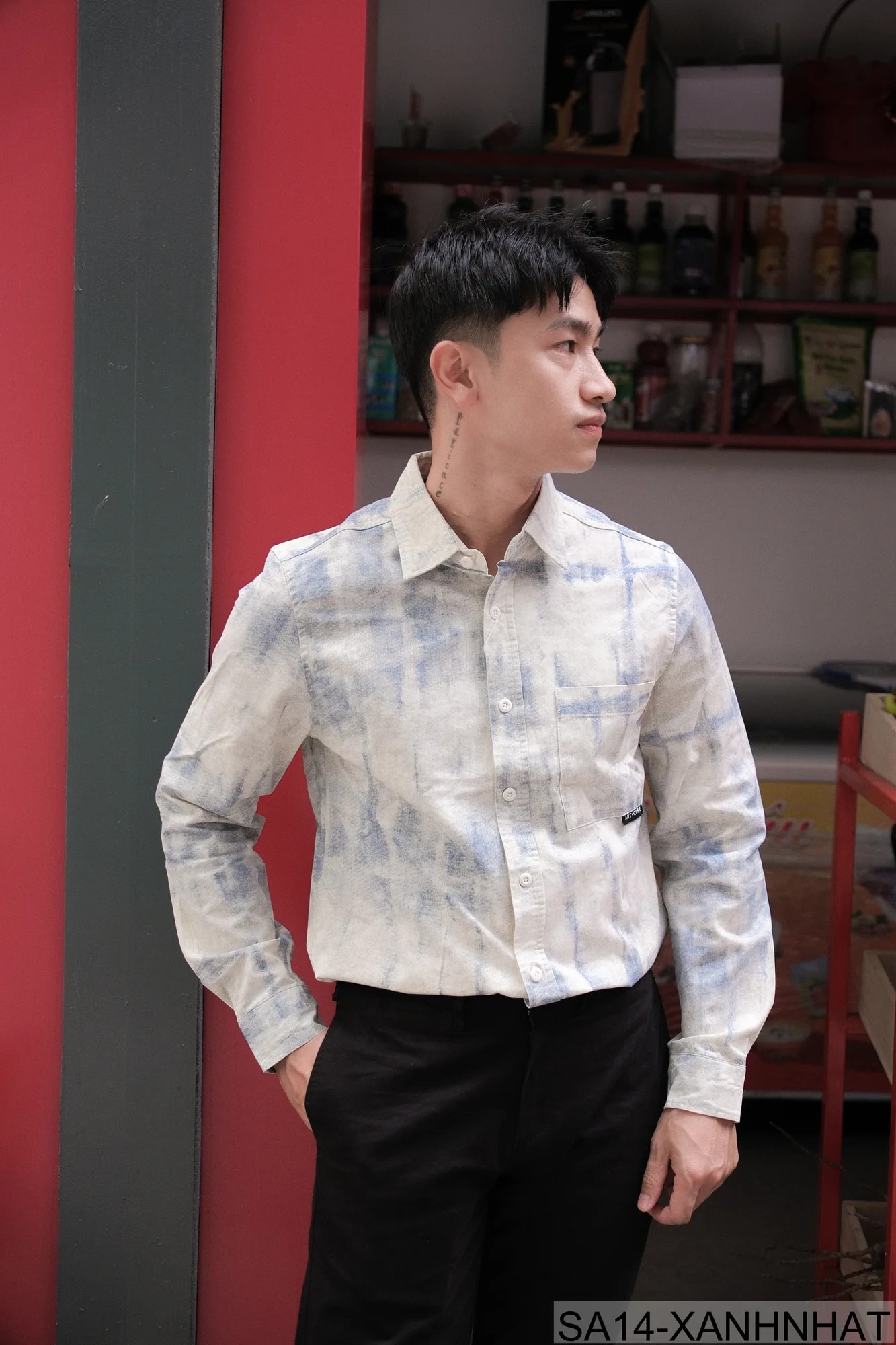 SA14 - Áo sơ mi nam dài tay in họa tiết phong cách Nhật, dáng rộng thoải mái, chất cotton mềm mại - ảnh 6