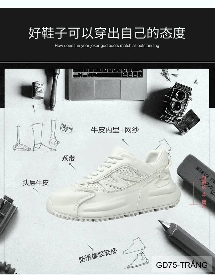 GD75 - Giày nam đế dày tăng chiều cao da thật phong cách Châu Âu, thoáng khí, thời trang đa dụng - ảnh 13