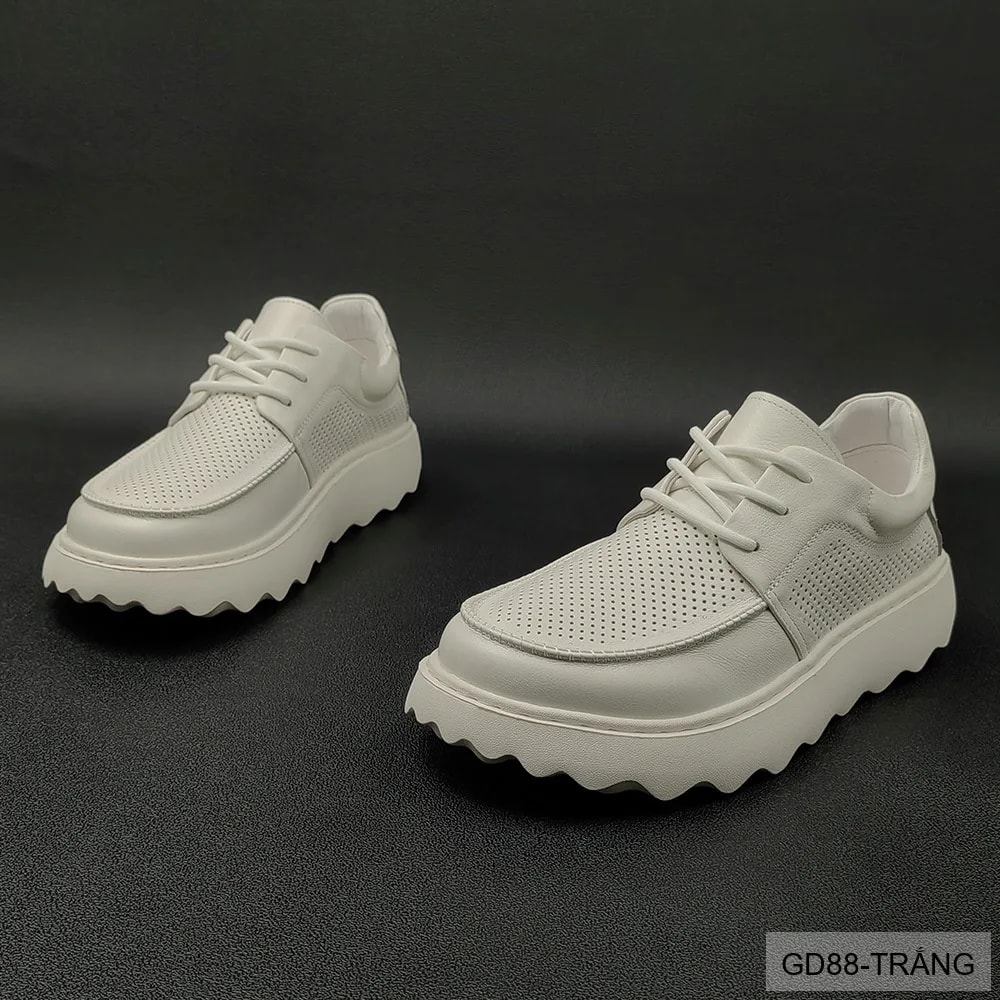 GD88 - Giày Nam Da Bò Thông Minh Đế Dày Thời Trang Mùa Hè Kaki Trắng - ảnh 4