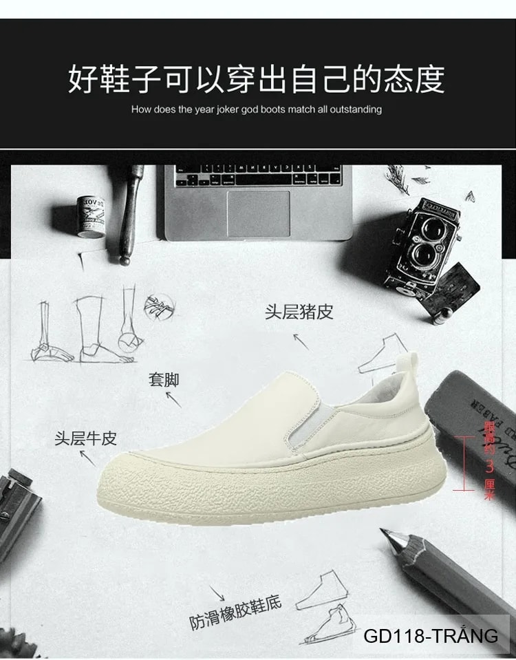 GD118 - Giày lười nam đế dày da thật, thoáng khí, phong cách châu Âu đơn giản - ảnh 13