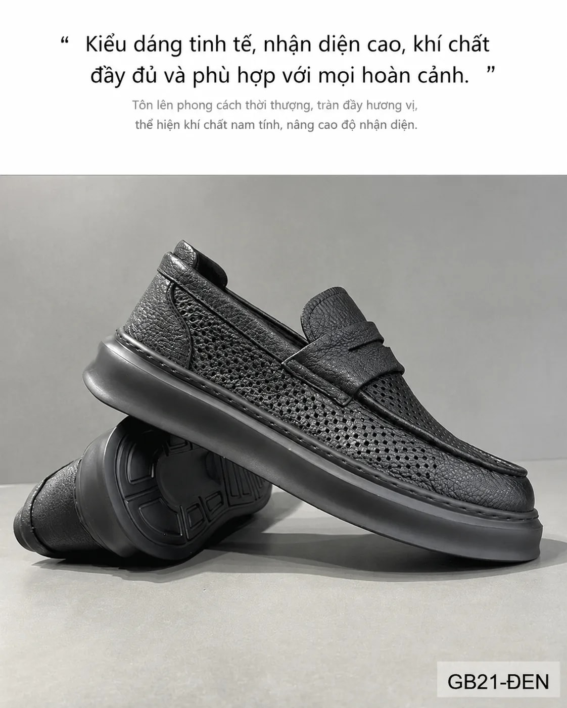 GB21 - Giày lười nam mùa hè da mềm thiết kế thoáng khí - ảnh 15